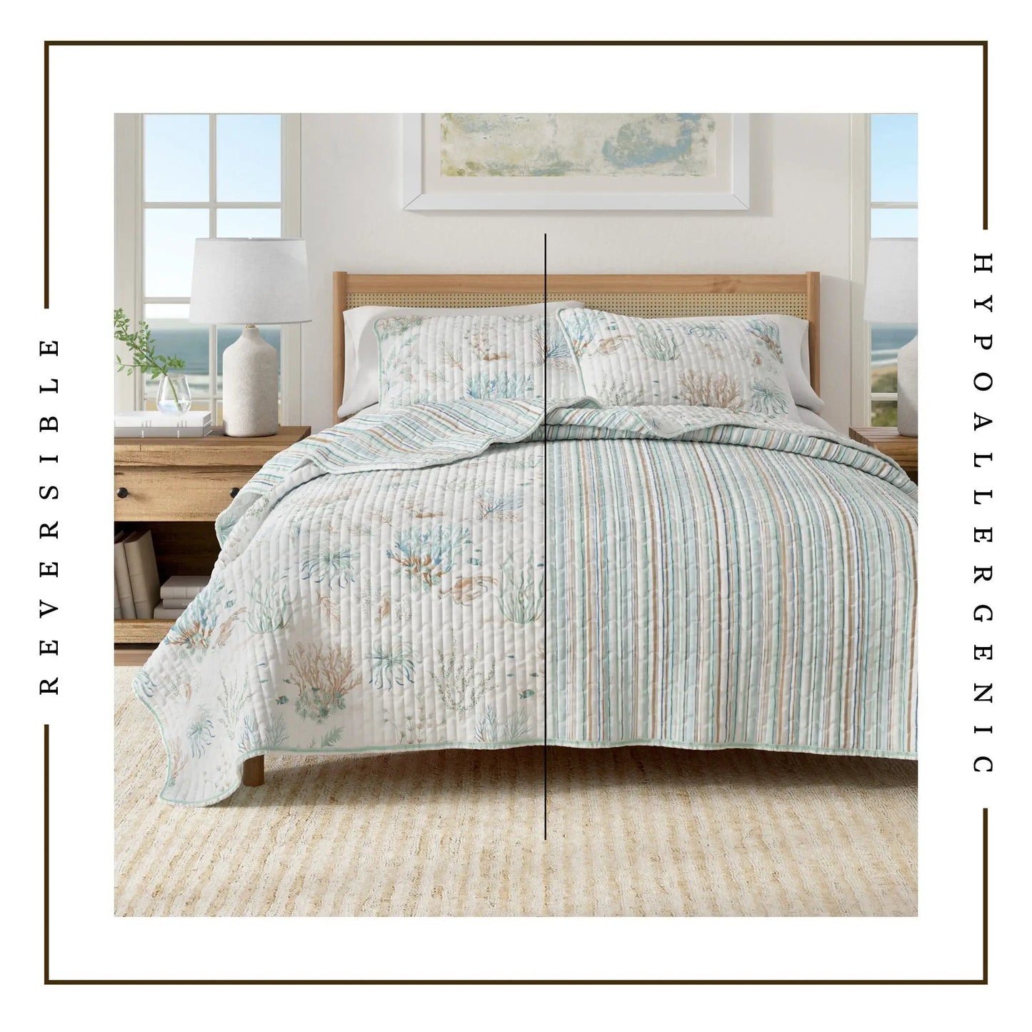 Coastal Printed Cotton Quilt Set - Santa Barbara Collection from PriceLows™