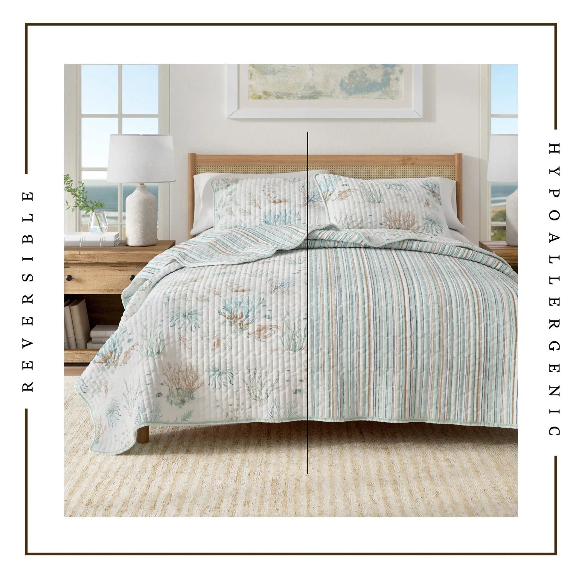 Coastal Printed Cotton Quilt Set - Santa Barbara Collection from PriceLows™