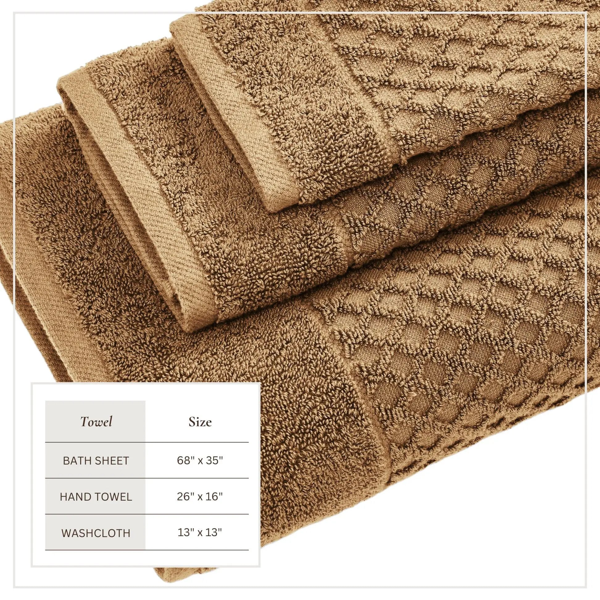 Cotton Diamond Waffle Weave Bath Towel Set - Grayson Collection from PriceLows™