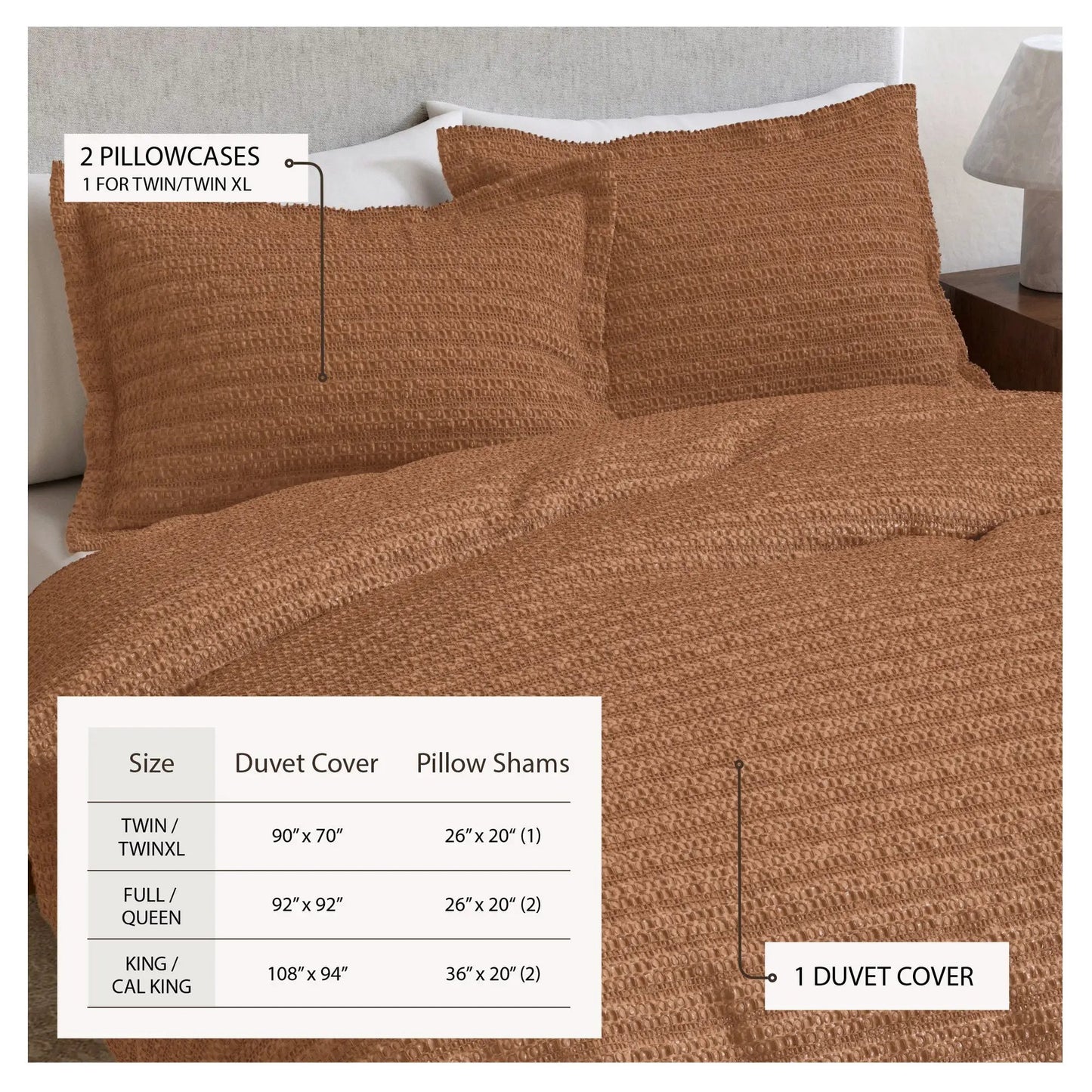 100% Cotton Honeycomb Waffle Duvet Set - Mattea Collection from PriceLows™
