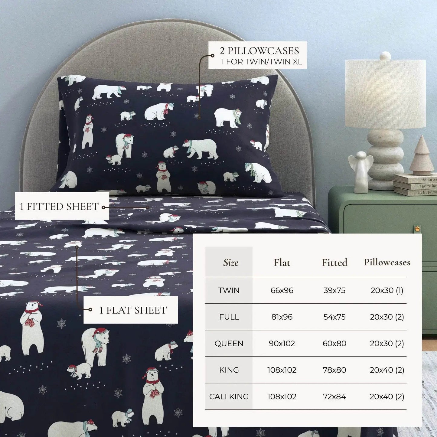 Turkish Cotton Christmas Flannel Sheet Set - Whittaker Collection from PriceLows™