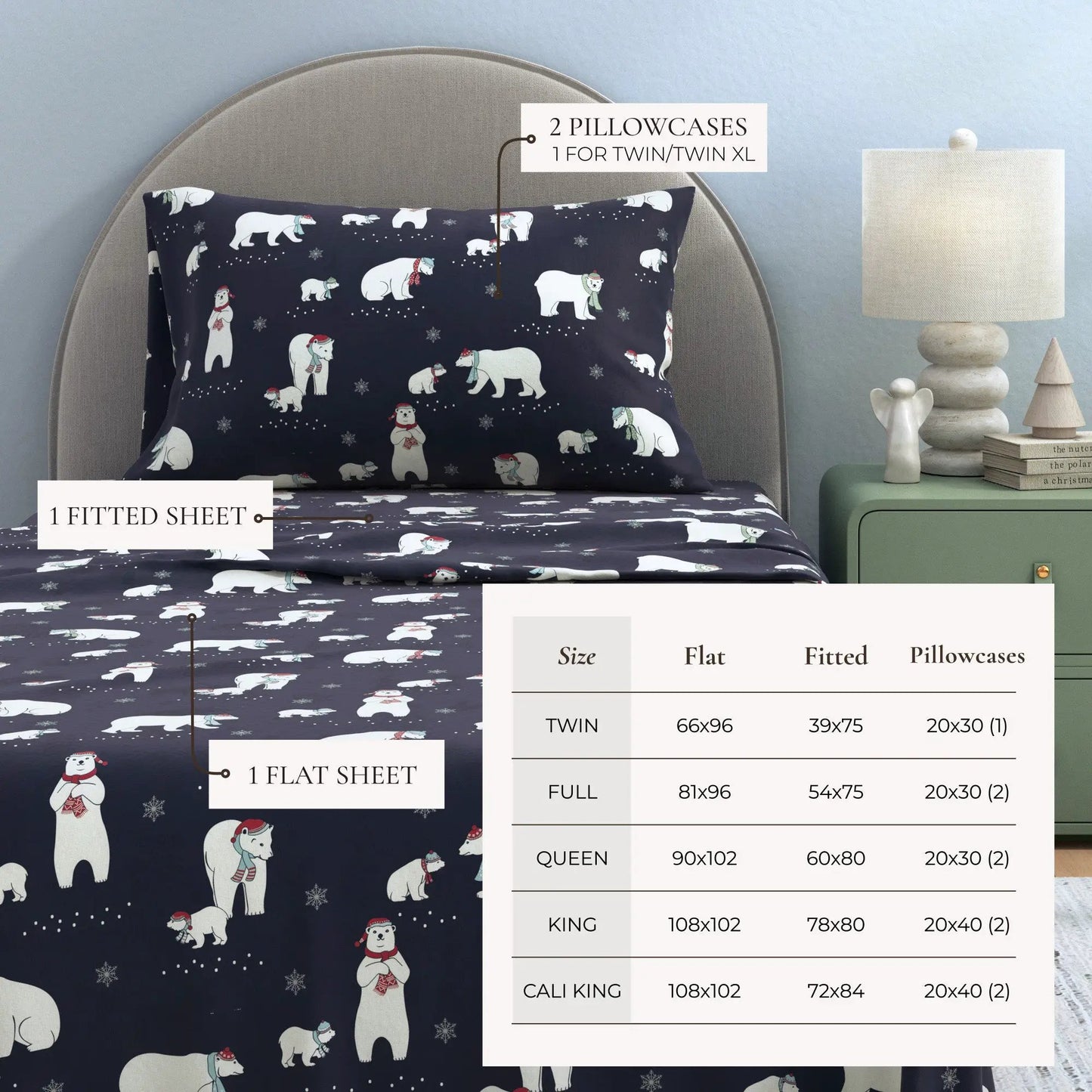 Turkish Cotton Christmas Flannel Sheet Set - Whittaker Collection from PriceLows™