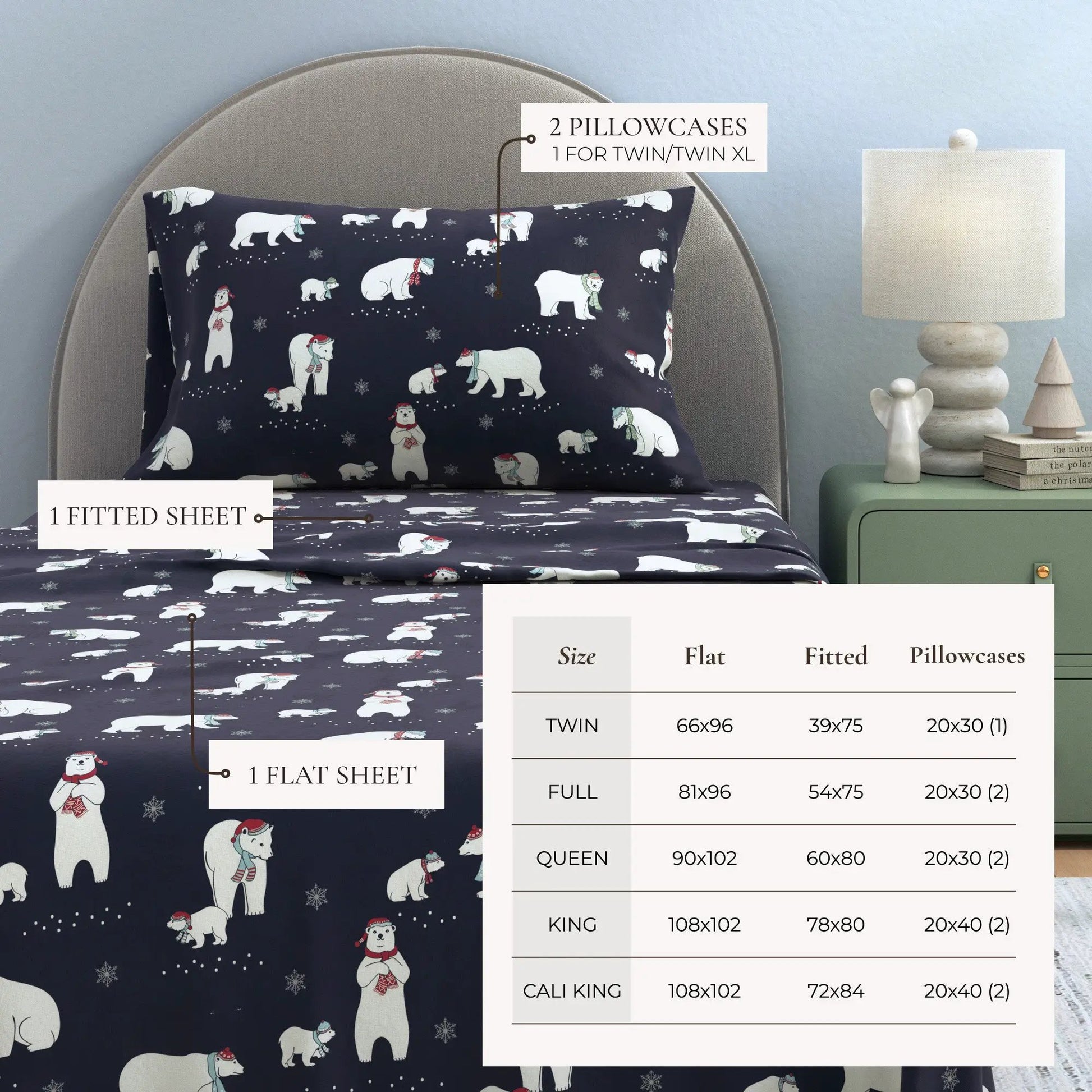 Turkish Cotton Christmas Flannel Sheet Set - Whittaker Collection from PriceLows™