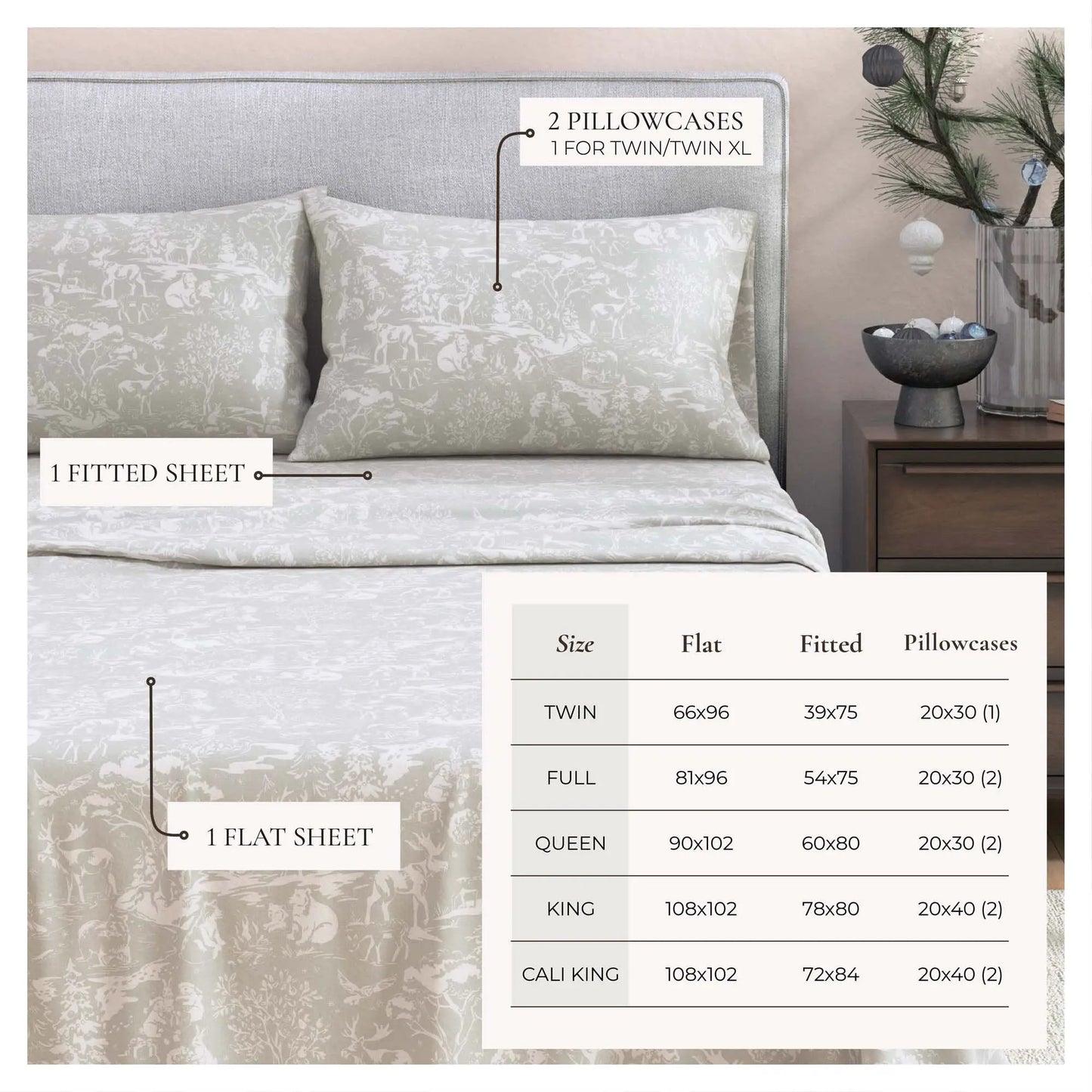 Turkish Cotton Flannel Sheet Set - Elevated Holiday Collection from PriceLows™