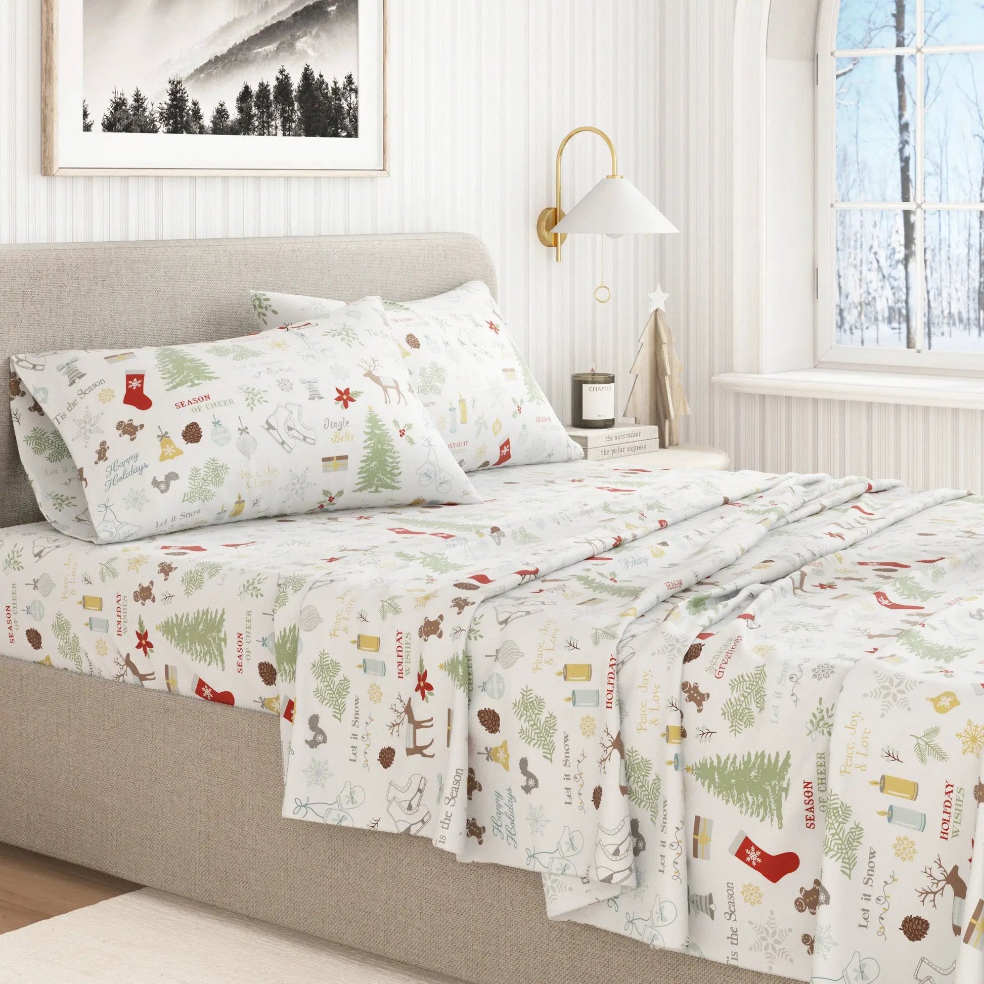 Turkish Cotton Christmas Flannel Sheet Set - Whittaker Collection from PriceLows™