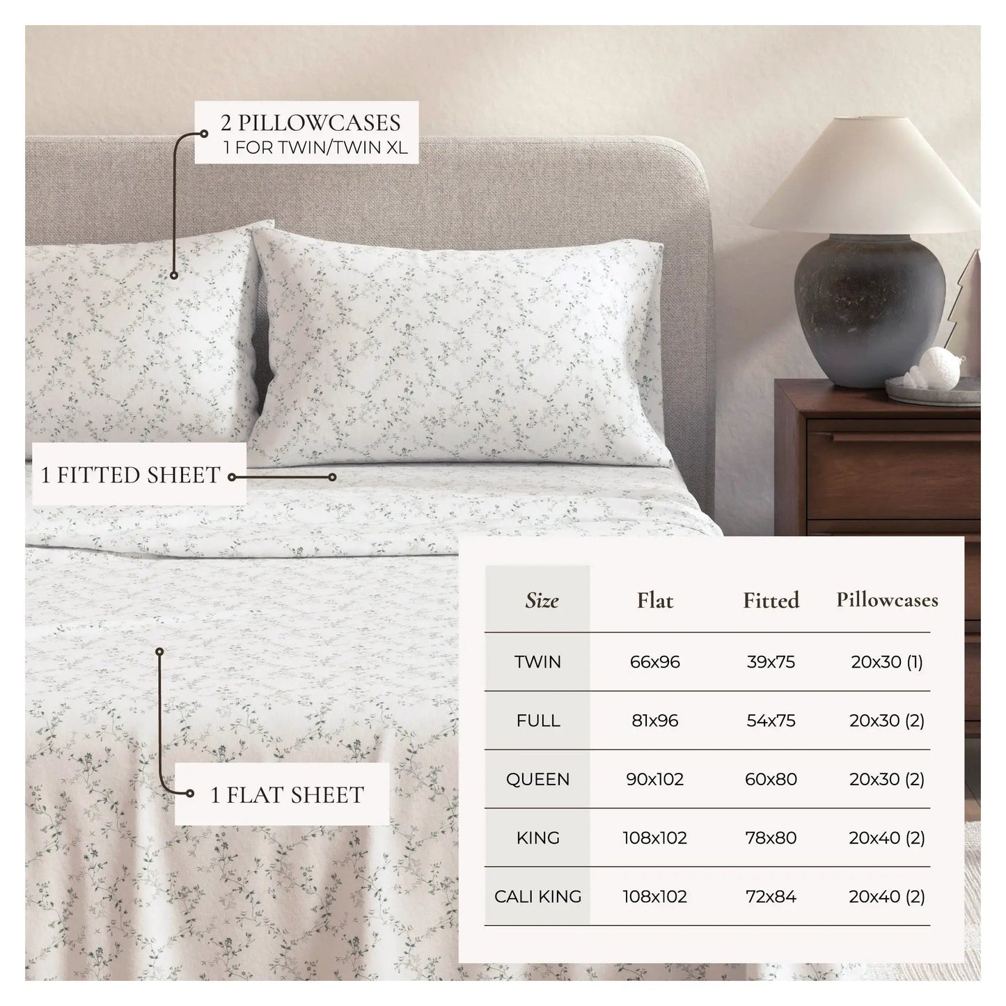 Turkish Cotton Flannel Sheet Set - Winter Floral Collection from PriceLows™