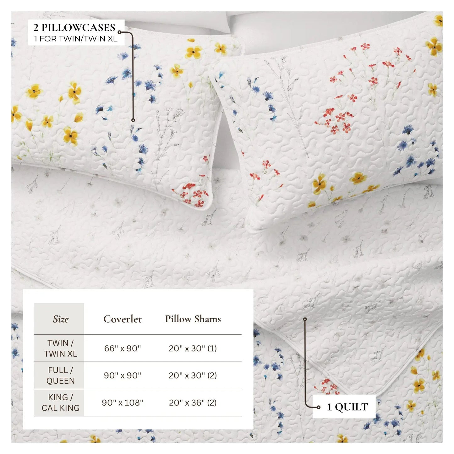 Wildflower Floral Quilt Set - Marianne Collection from PriceLows™