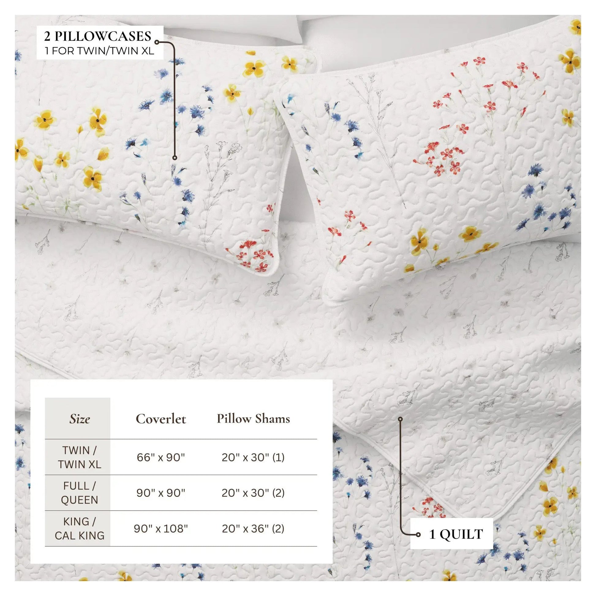 Wildflower Floral Quilt Set - Marianne Collection from PriceLows™