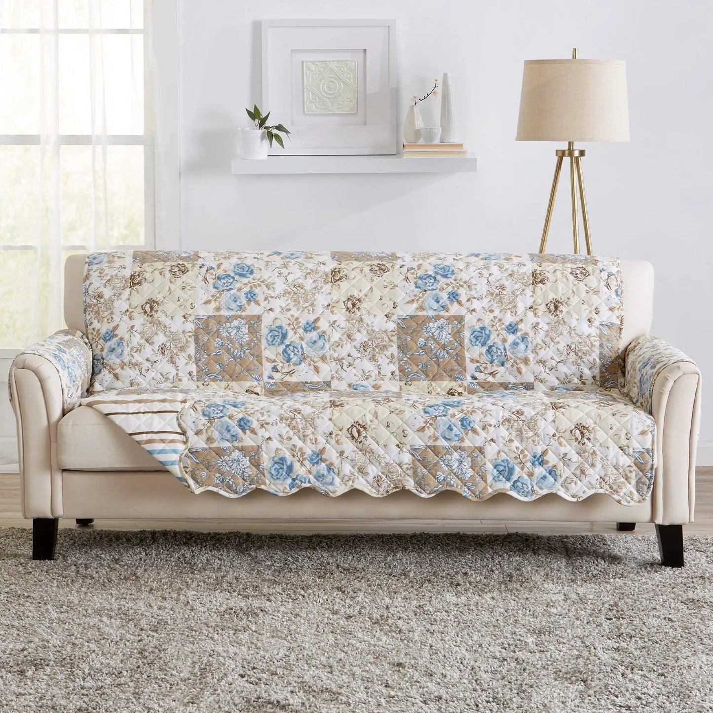 Reversible Floral Patchwork Furniture Protector - Maribel Collection from PriceLows™