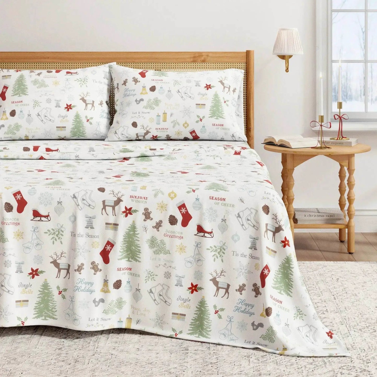 Turkish Cotton Christmas Flannel Sheet Set - Whittaker Collection from PriceLows™