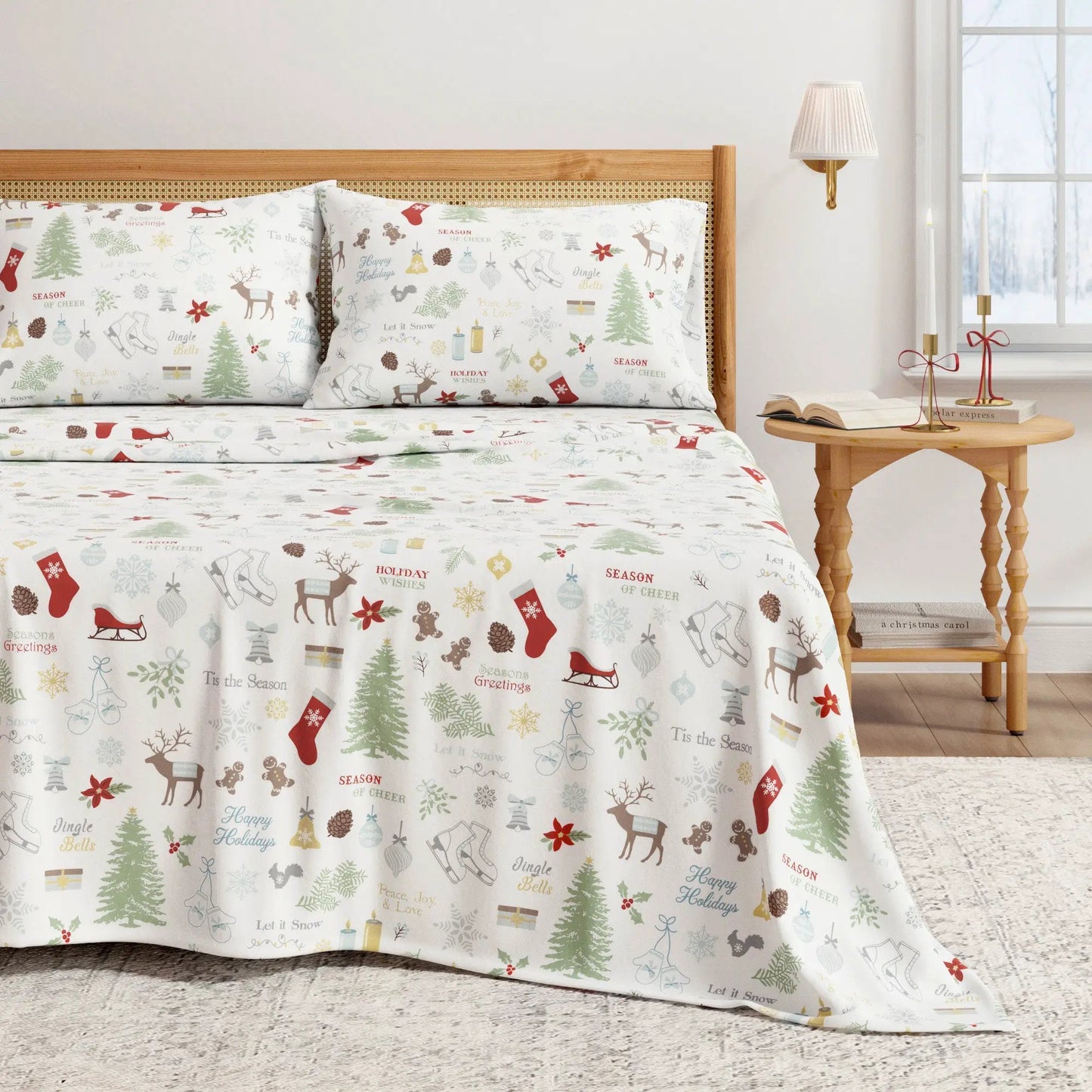 Turkish Cotton Christmas Flannel Sheet Set - Whittaker Collection from PriceLows™