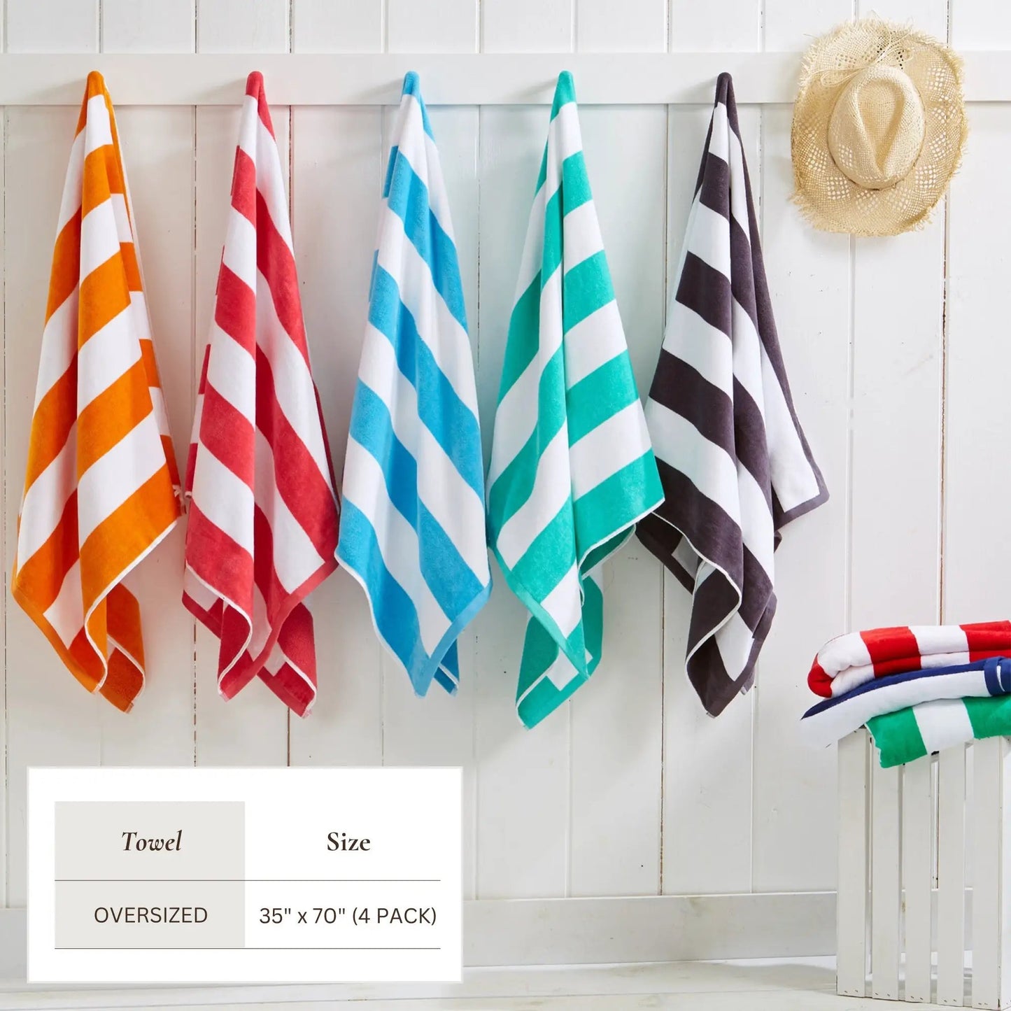 Cotton Velour Cabana Stripe Beach Towel - Novia Collection from PriceLows™