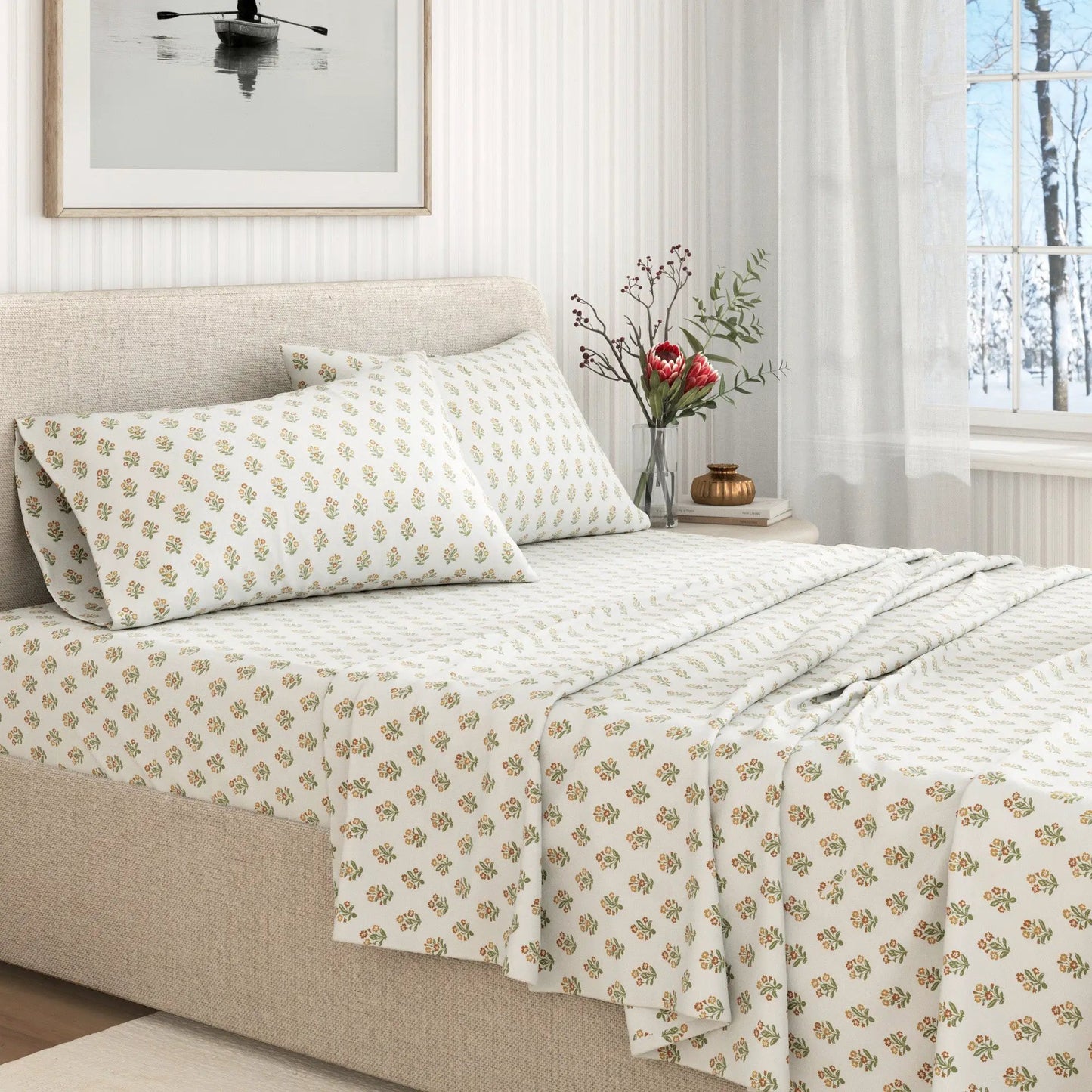 Turkish Cotton Flannel Sheet Set - Winter Floral Collection from PriceLows™