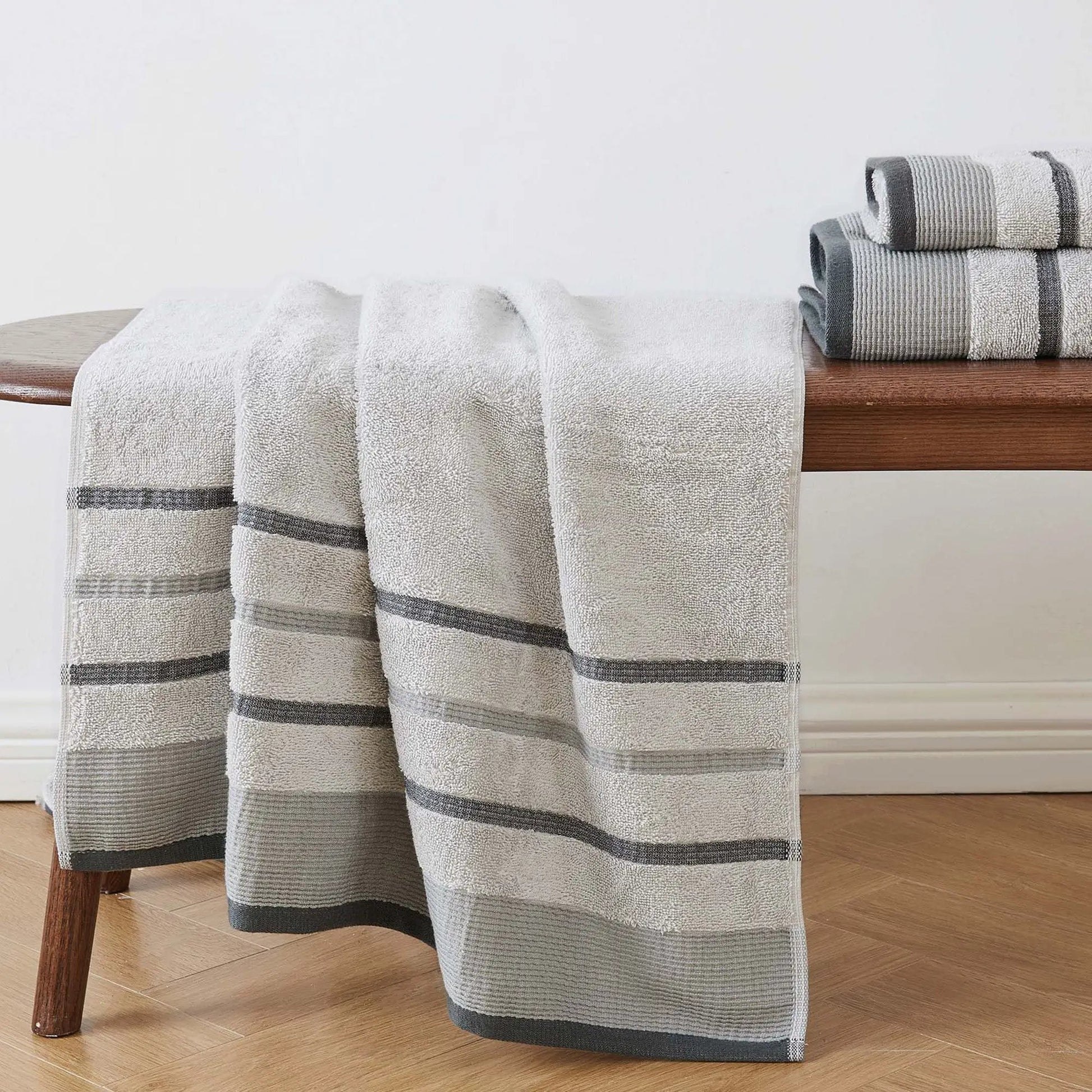 Decorative Cotton Stripe Bath Towel Set - Noelle Collection from PriceLows™