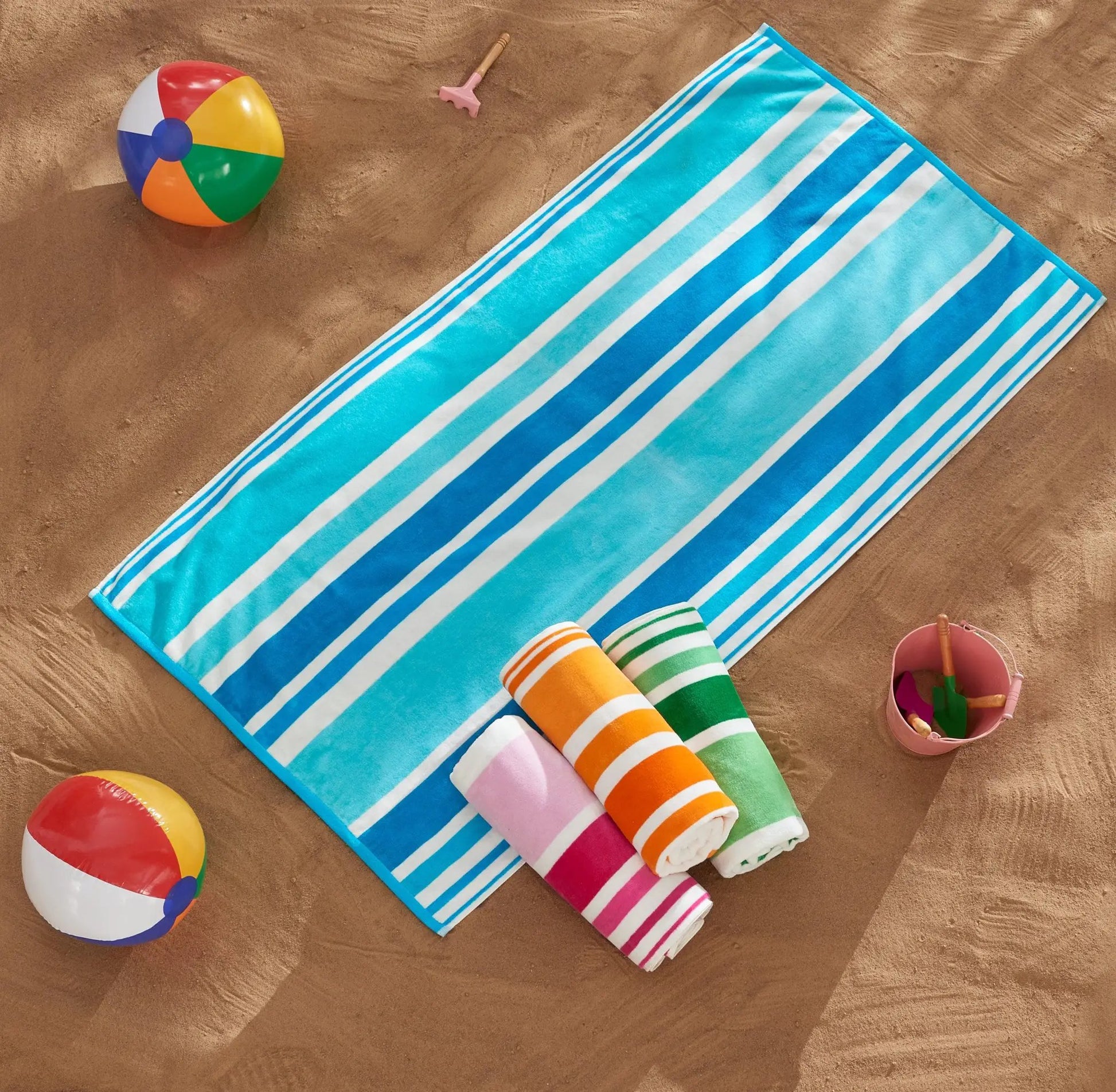 Cotton Velour Cabana Stripe Beach Towel - Novia Collection from PriceLows™
