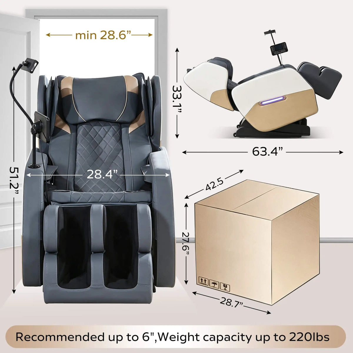 Synca Zero-Gravity Full-Body Heated Massage Recliner Chair | Massage Chair | Living Room Use | Living Room