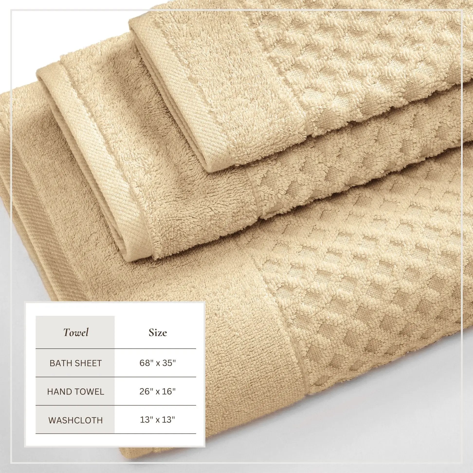 Cotton Diamond Waffle Weave Bath Towel Set - Grayson Collection from PriceLows™