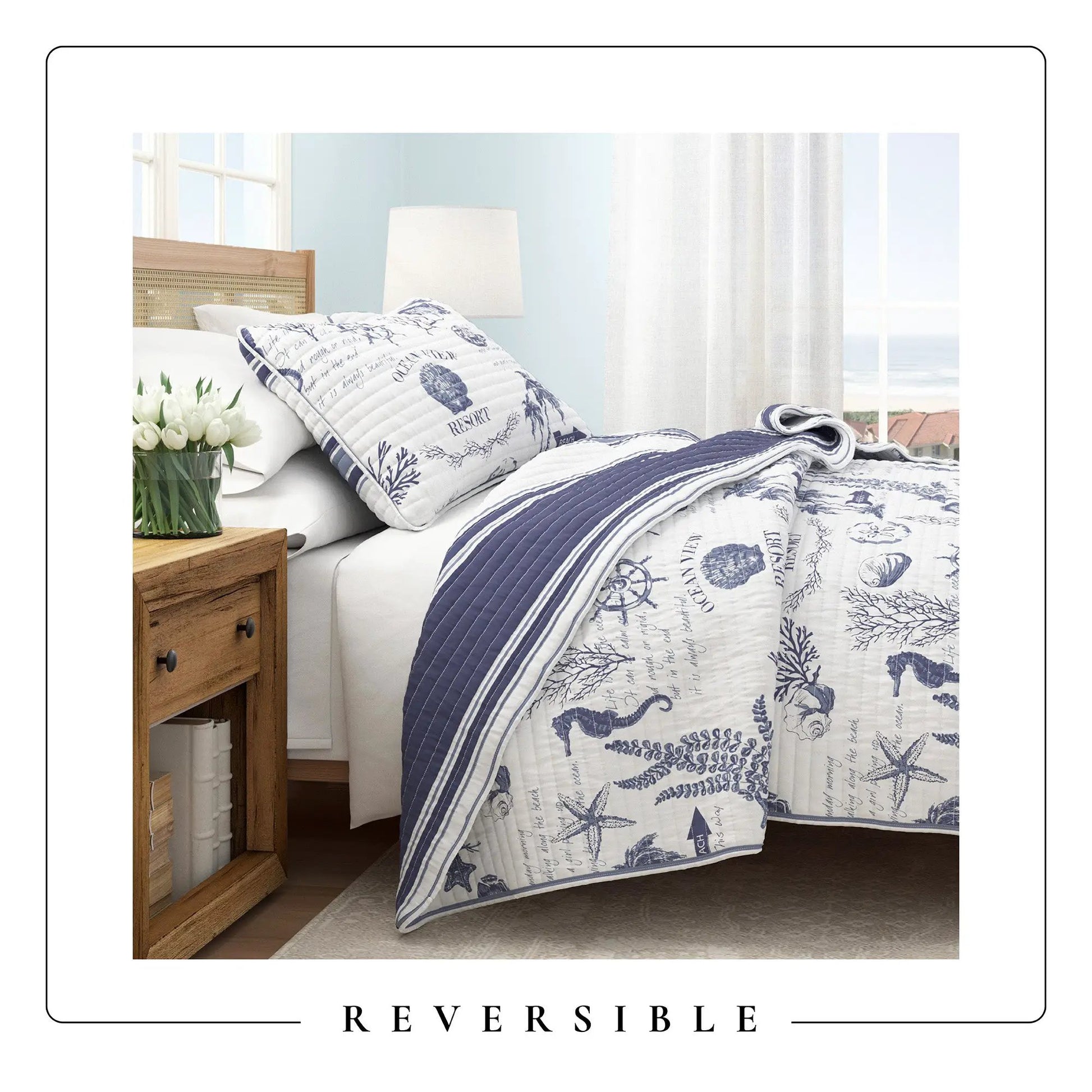 Coastal Printed Cotton Quilt Set - Calypso Collection from PriceLows™