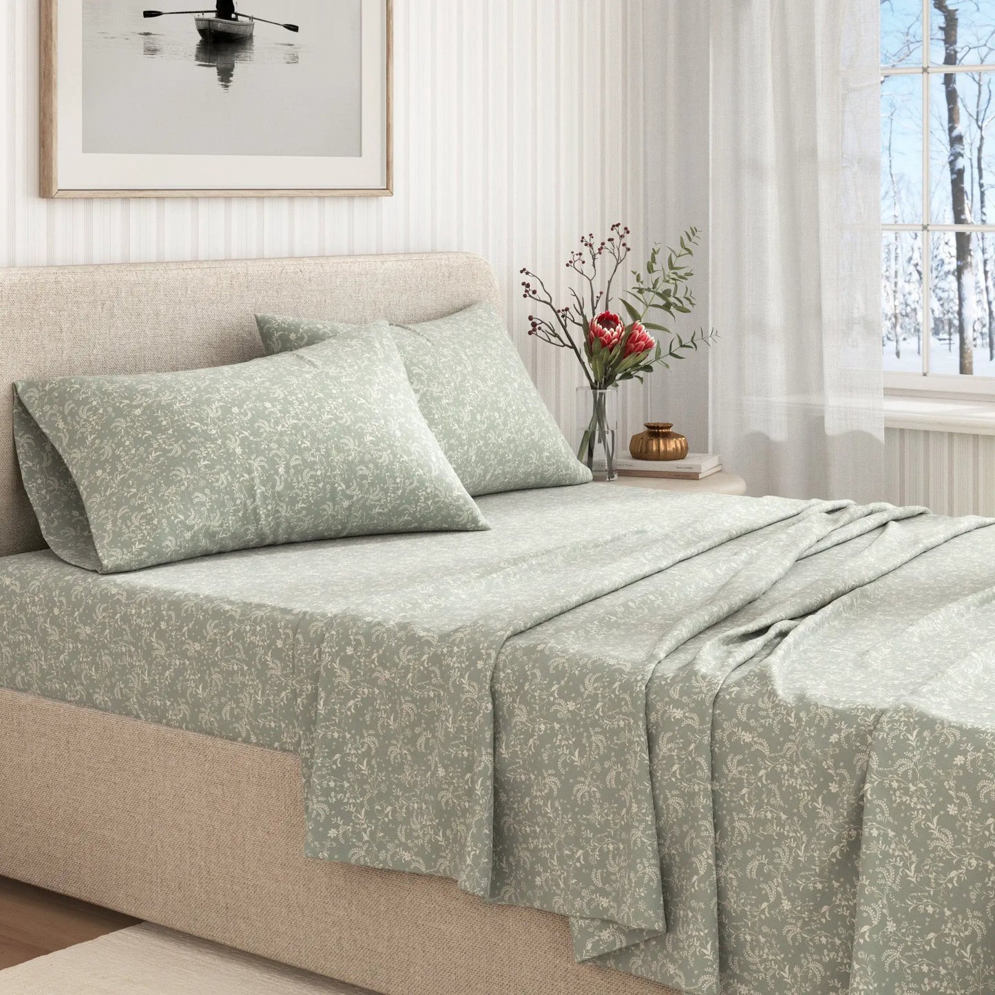 Turkish Cotton Flannel Sheet Set - Winter Floral Collection from PriceLows™