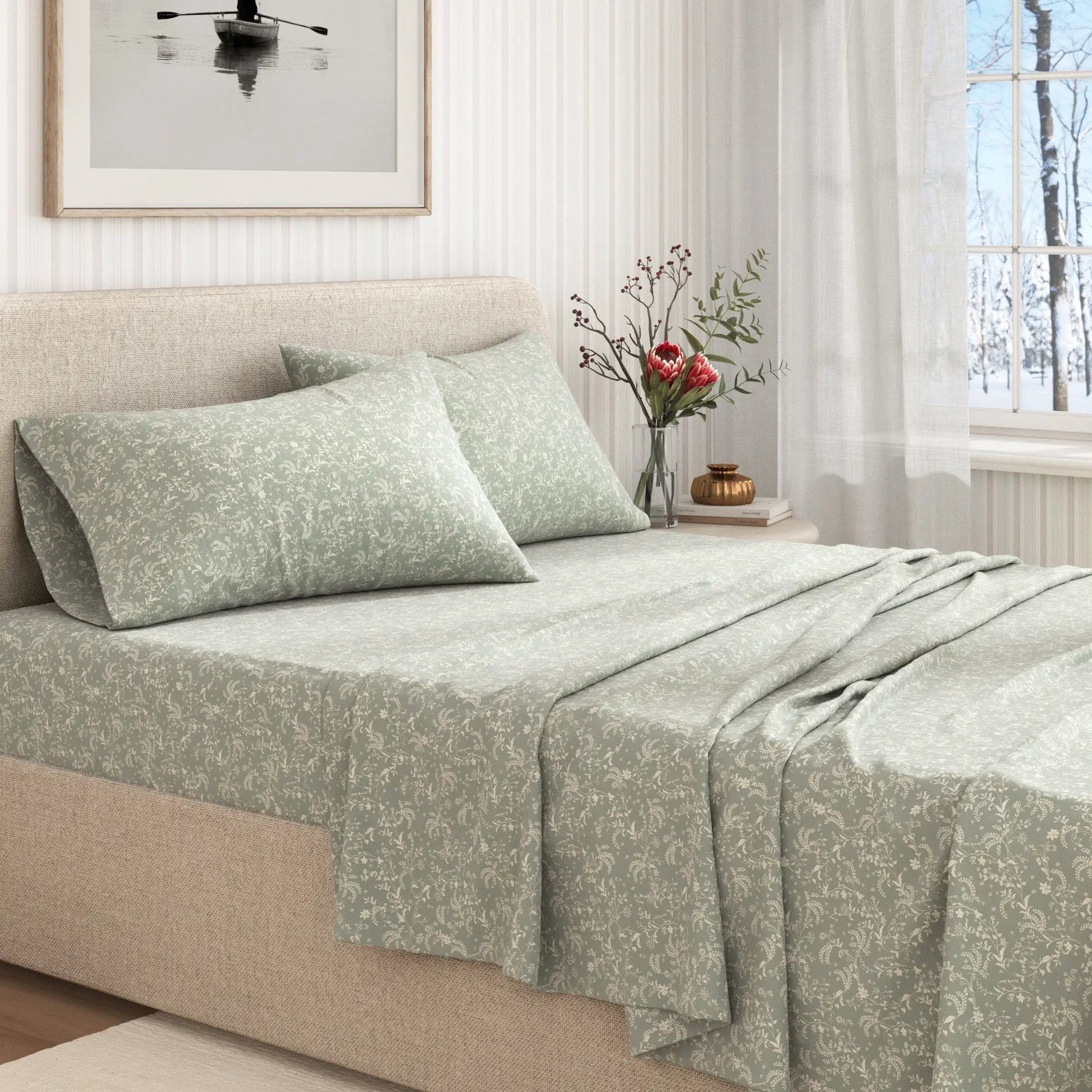 Turkish Cotton Flannel Sheet Set - Winter Floral Collection from PriceLows™