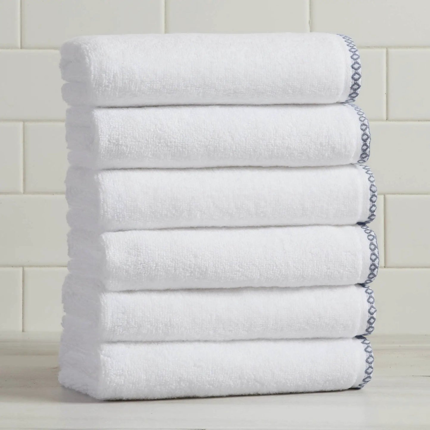 Cotton Border-Stitched 6-Piece Towel Set - Valery Collection from PriceLows™