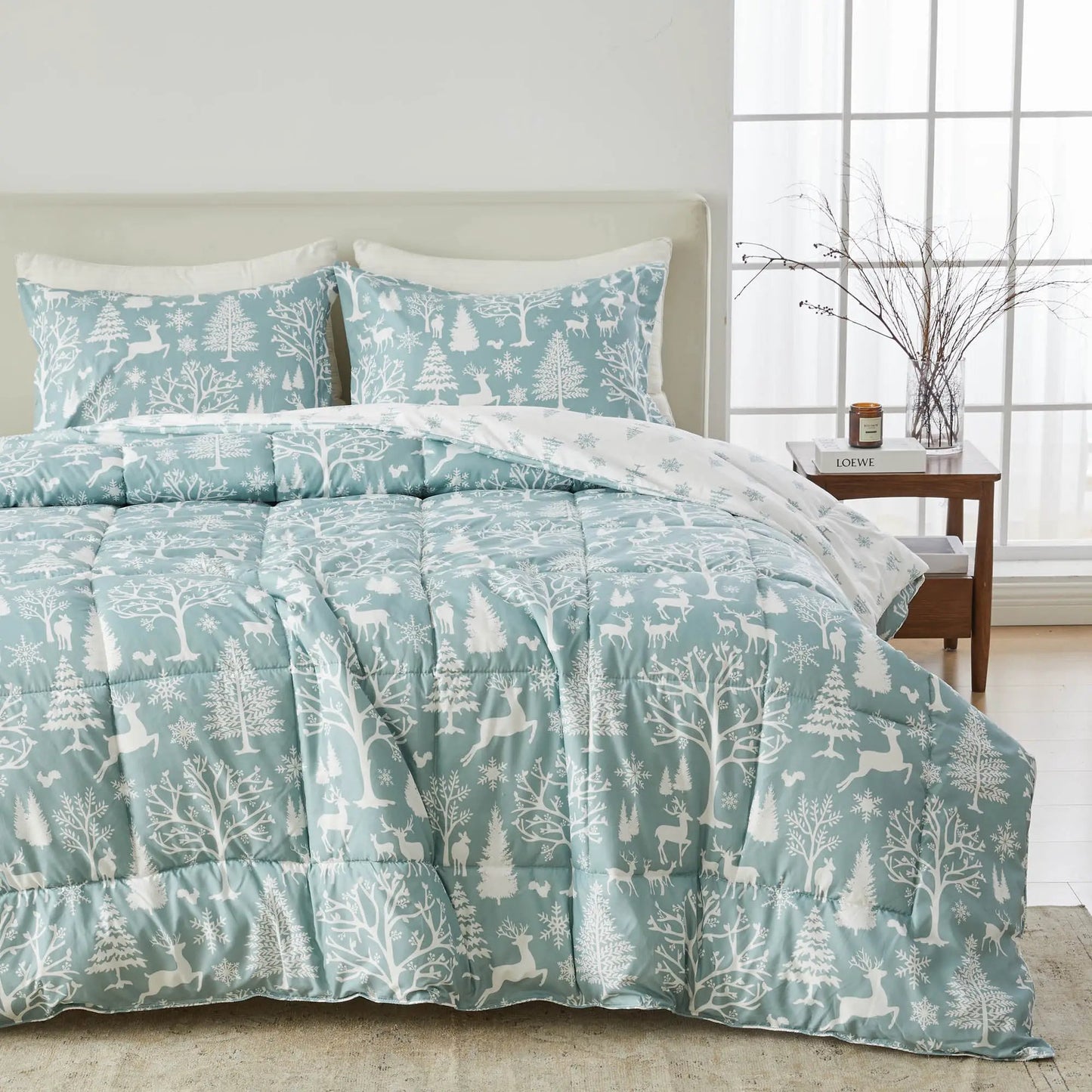 Reversible Christmas Comforter and Sham Set - Holiday / Lodge Odette Collection from PriceLows™