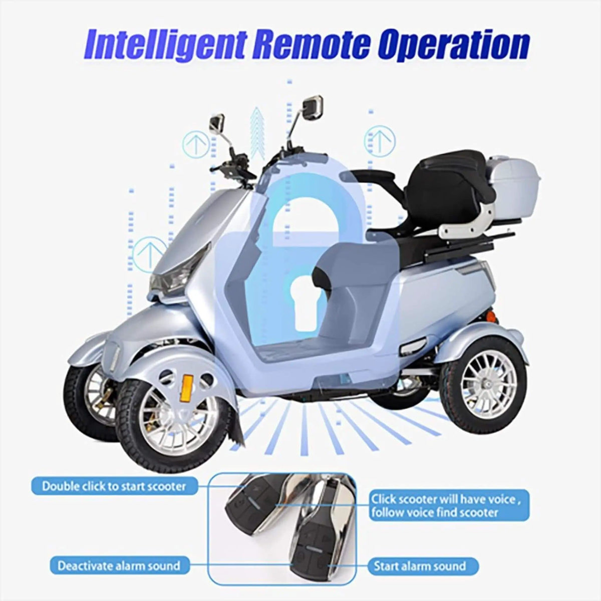 Zvg Heavy-Duty 1000W 60V/20AH 330LBS Four-Wheel All-Terrain Travel Mobility Scooter | 330 lb | 60 Volt | Home