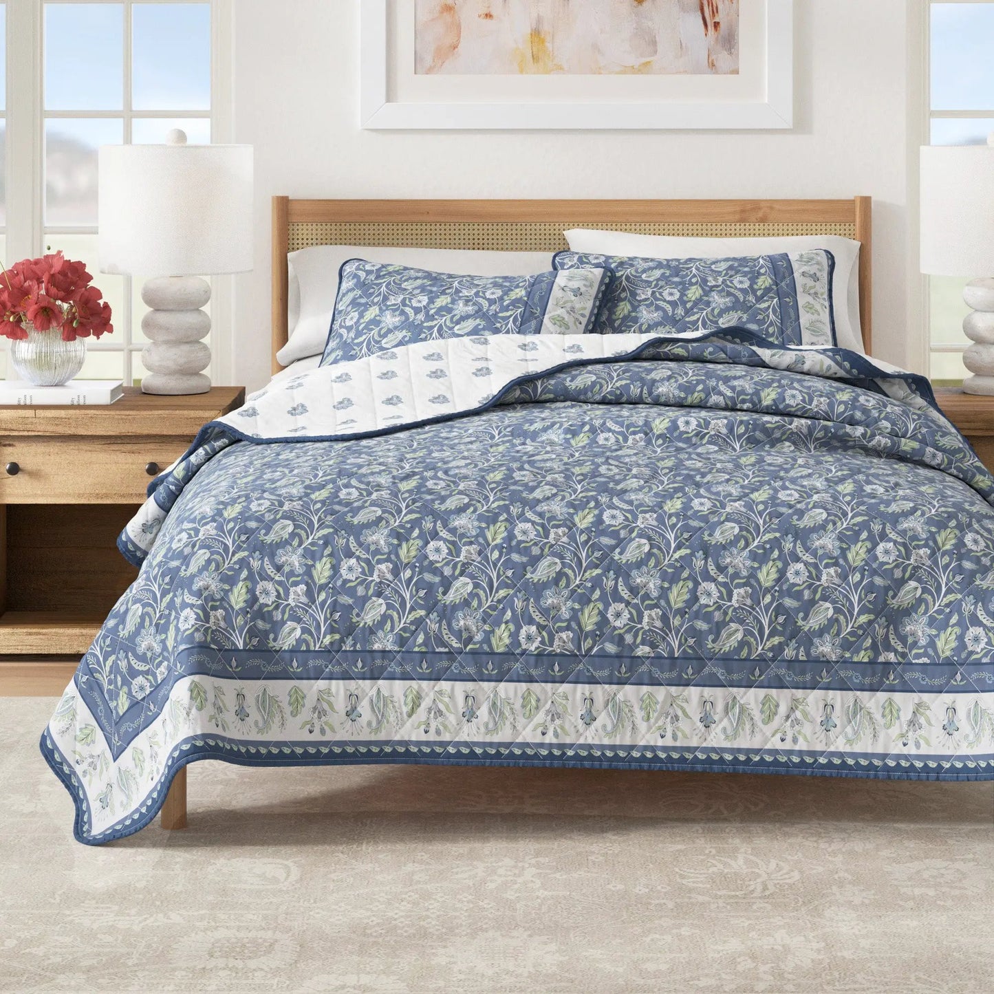Floral Boho Printed Cotton Quilt Set - Indira Collection from PriceLows™